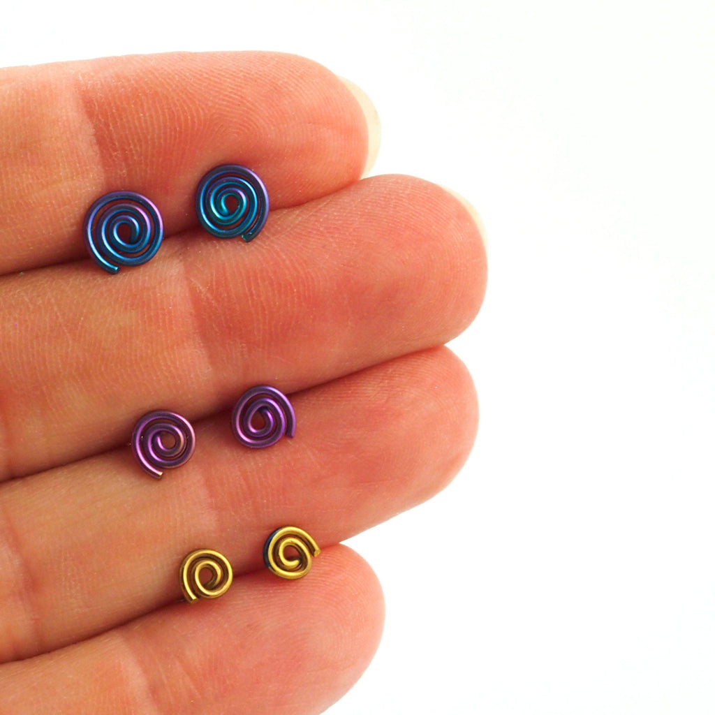 Niobium Hypoallergenic Coil Post Earrings 20 gauge - 5mm, 7mm or 9mm