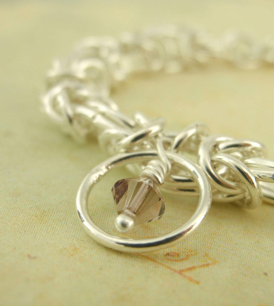 Byzantine Bracelet Kit with Crystal Charms in Gold Plate or Silver Plate Beginner Jewelry Creating