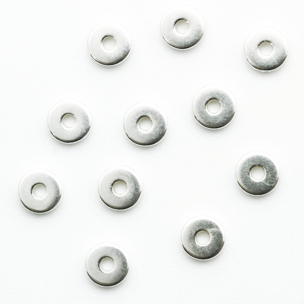 4 Sterling Silver Flat Round Beads - 4mm X 1mm Made in the USA