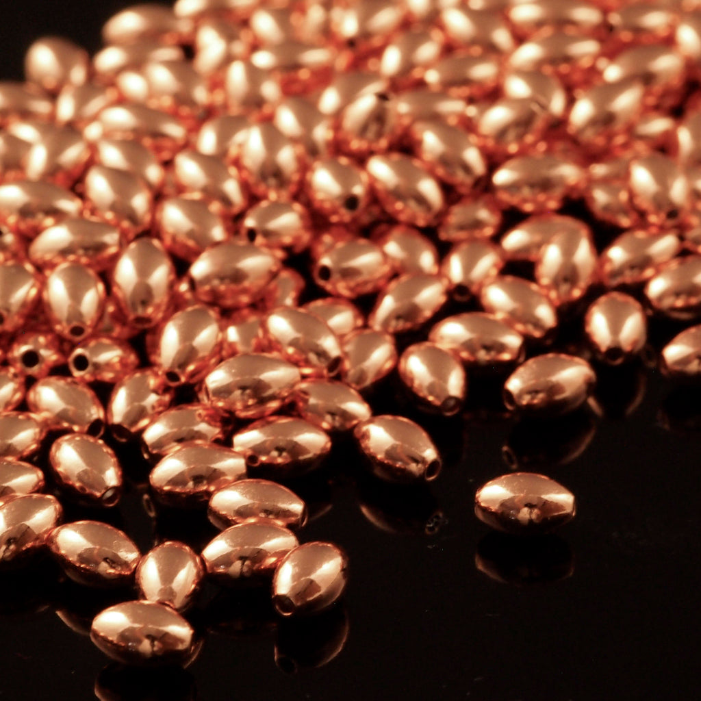 50 Smooth Oval Copper Beads - Clear Coated to Prevent Tarnish - 100% Guarantee in 5mm, 7mm, 9mm