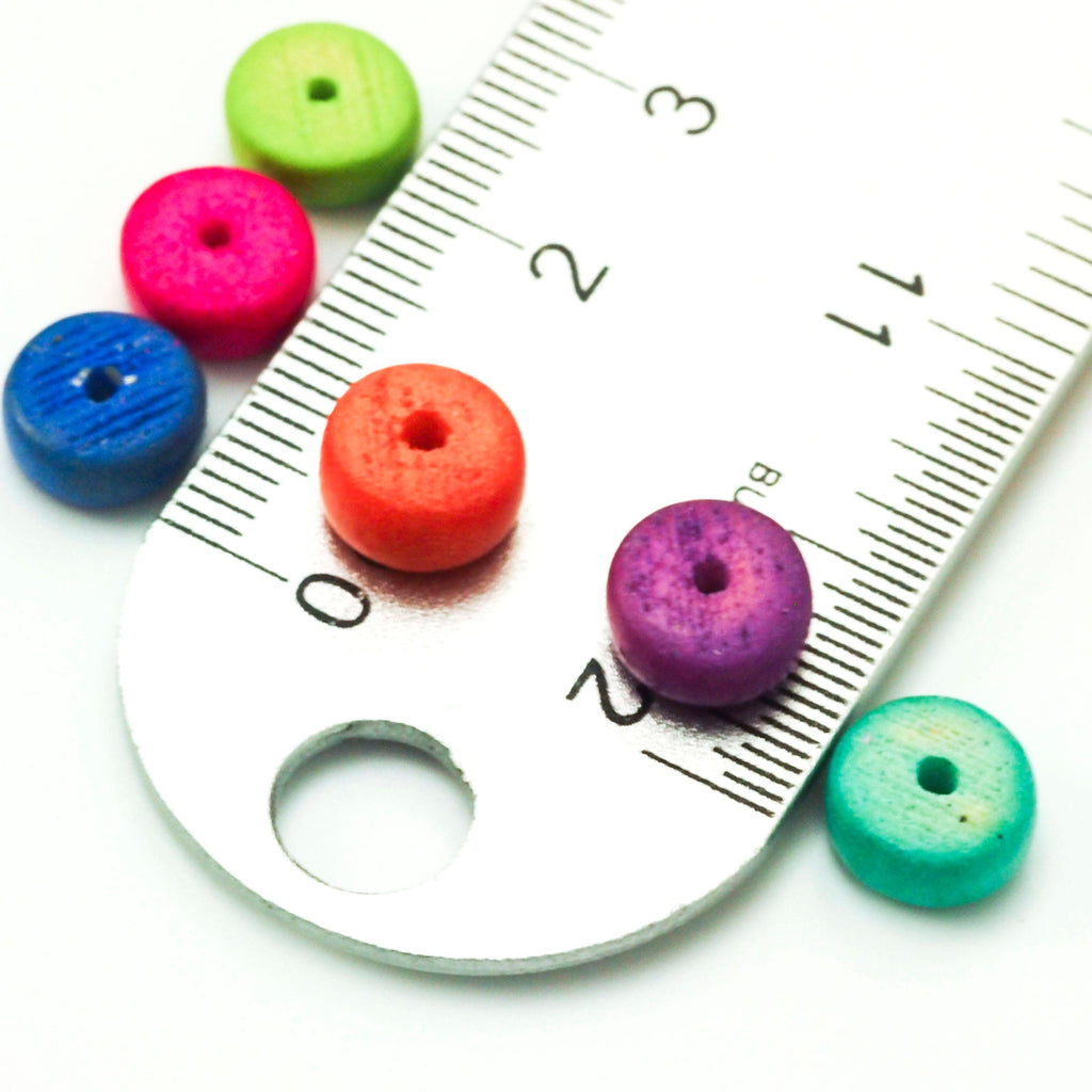 50 8mm Rondelle Wooden Beads Eco-Friendly - Red, Orange, Yellow, Blue, Green, Purple, Silver, Gold, Brown, Black, Grey, White, Pink & Mixes