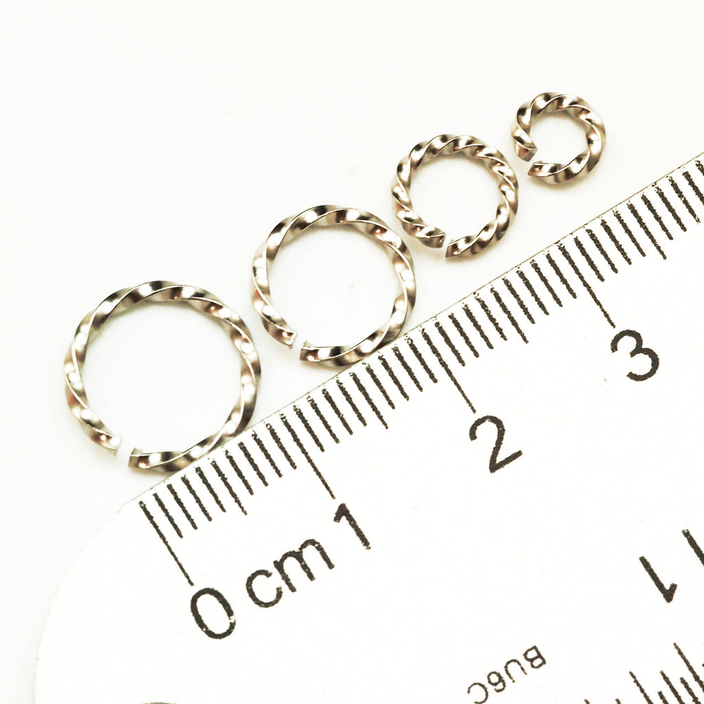 50 Twisted Square Stainless Steel Jump Rings in 16 gauge 6mm, 8mm, 10mm, 12mm OD- Best Commercially Made - 100% Guarantee