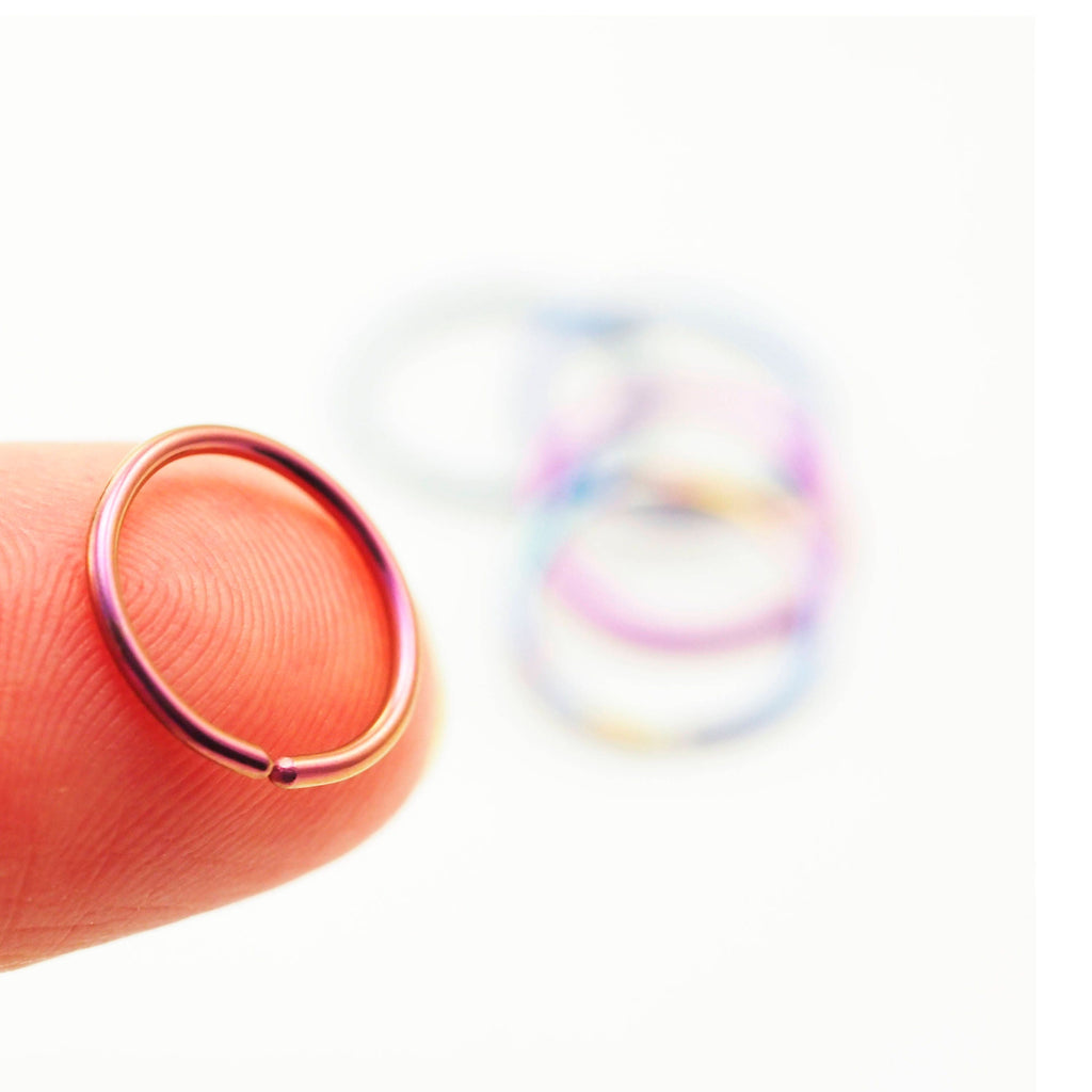 1 Simple Niobium Hypoallergenic Earring Hoop - 22, 20, 18, 16, 14 gauge - Diameter and 21 Colors to Select from