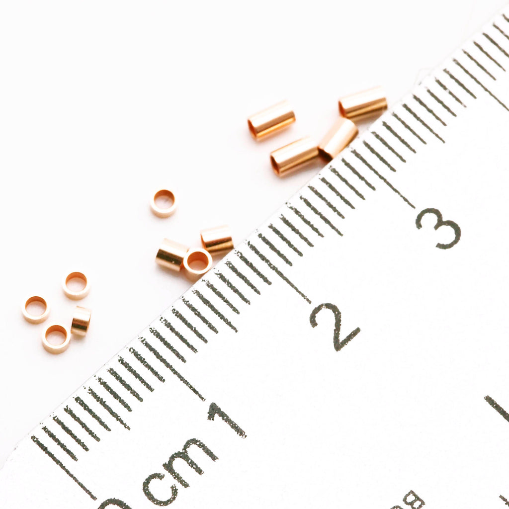 25 14kt Rose Gold Filled Crimp Tubes in 1mm, 2mm, 3mm - 100% Guarantee