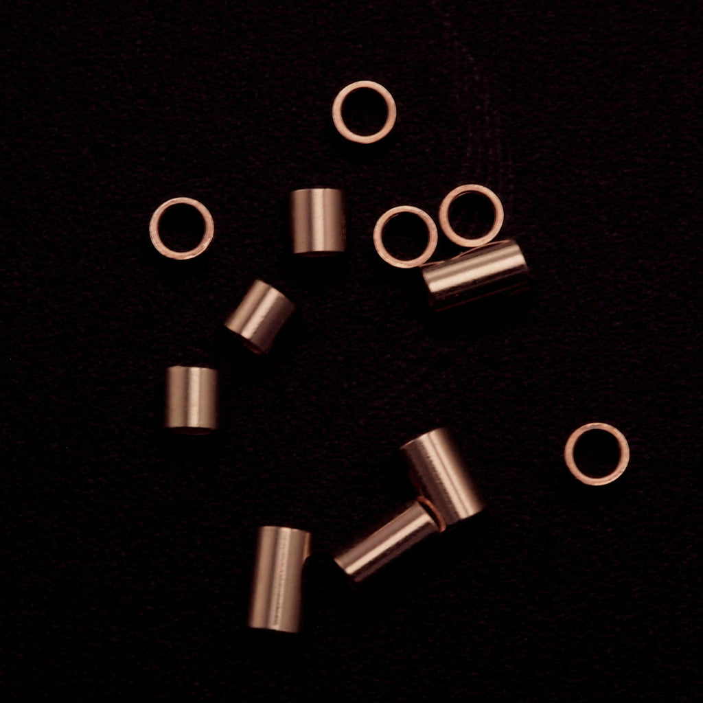 25 14kt Rose Gold Filled Crimp Tubes in 1mm, 2mm, 3mm - 100% Guarantee