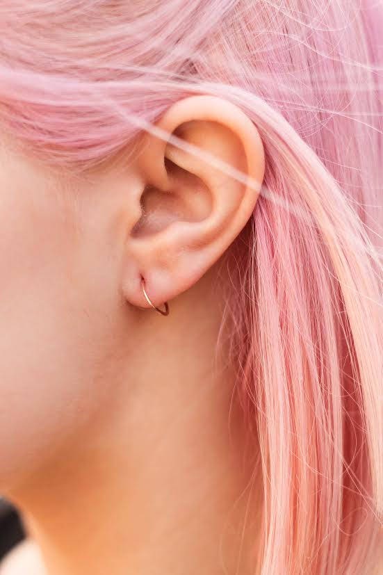 1 Simple 20 gauge Hoop Earring 14kt Gold Filled, 14kt Rose Gold Filled, Sterling Silver, Niobium, Titanium