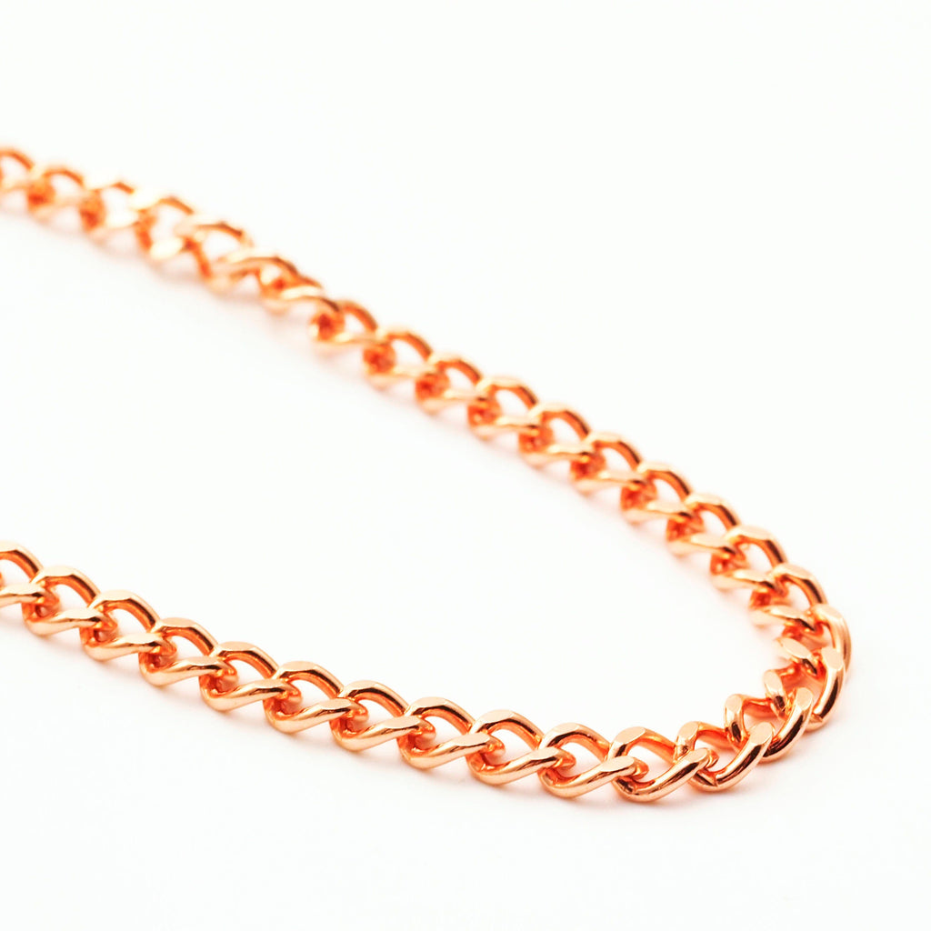 Solid Copper 4.5mm Links - Diamond Cut Curb Chain -By the Foot or Finished - Made in the USA