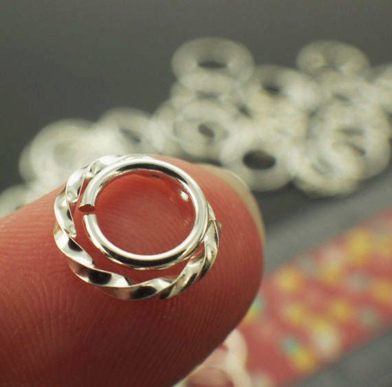 Deluxe Silver Filled Jump Ring Sample - 1/8 ounce Square, Fancy and Round Links - Shiny or Antique