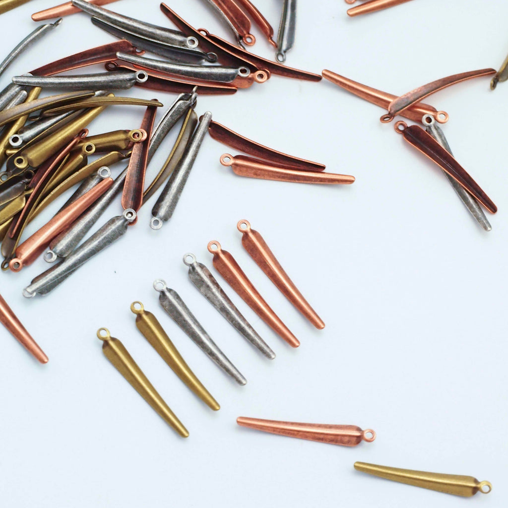 30 Curved Dagger Charms 22mm X 6mm - 100% Guarantee - Antique Silver, Antique Copper, Antique Gold
