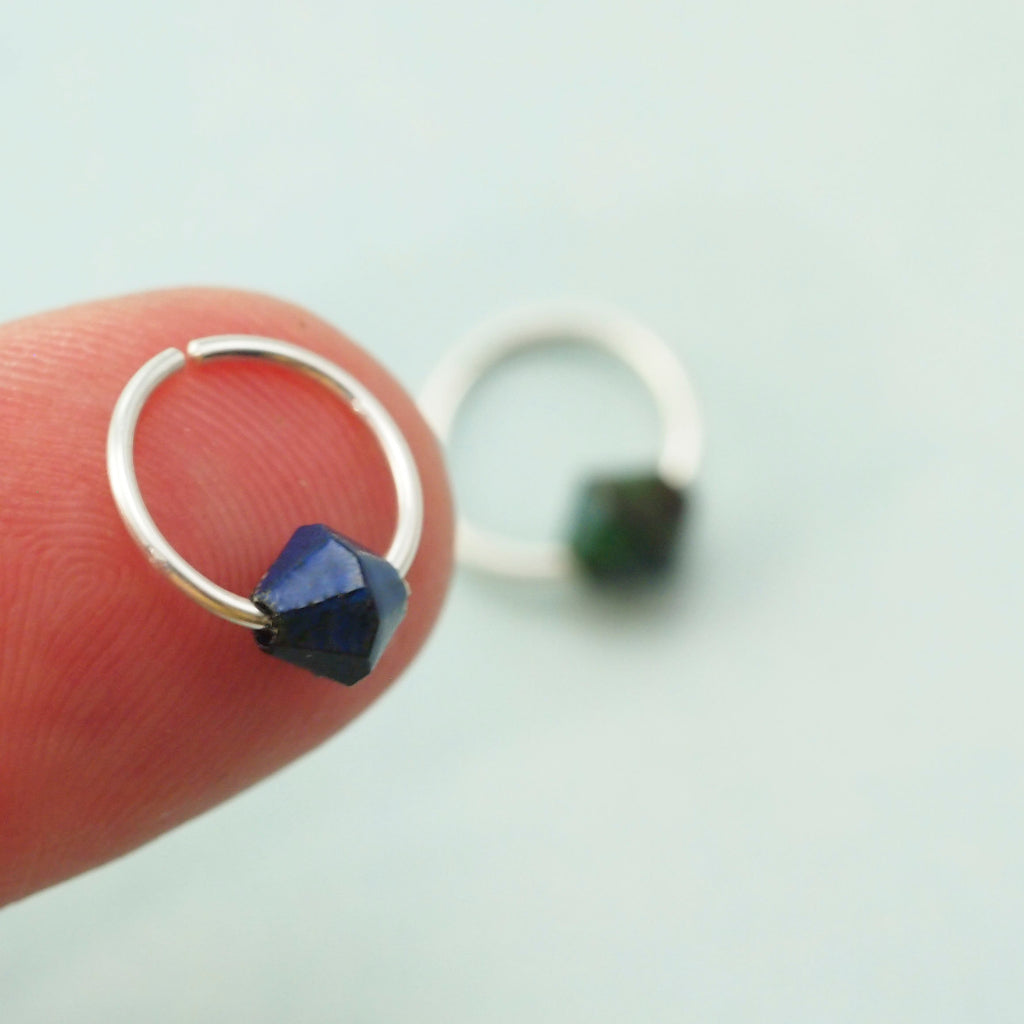 1 Simple Mood Bead Hoop Earring - 14kt Gold Filled, 14kt Rose Gold Filled, Sterling Silver - 20 gauge 10mm OD with Mood Bead