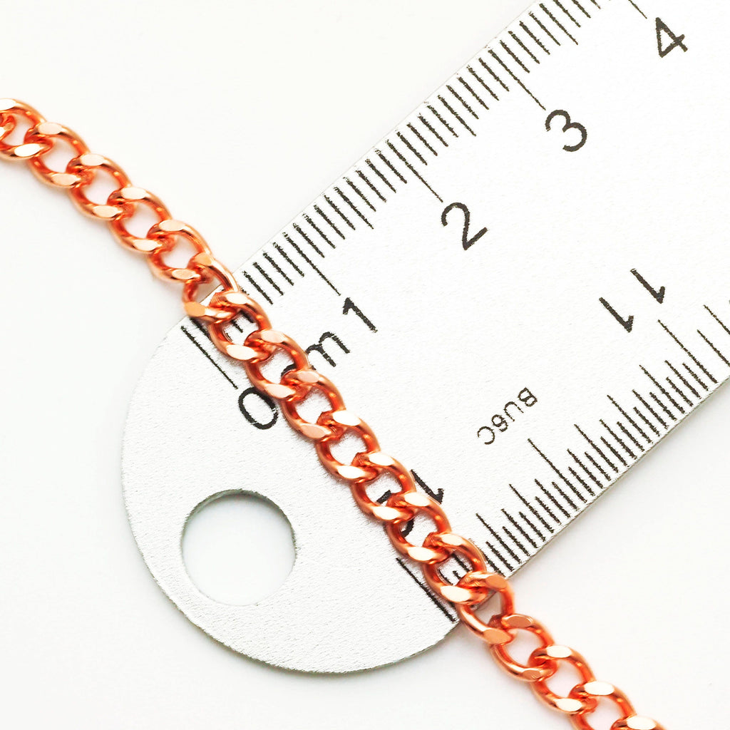 Solid Copper 4.5mm Links - Diamond Cut Curb Chain -By the Foot or Finished - Made in the USA