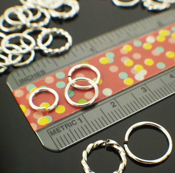Deluxe Silver Filled Jump Ring Sample - 1/8 ounce Square, Fancy and Round Links - Shiny or Antique