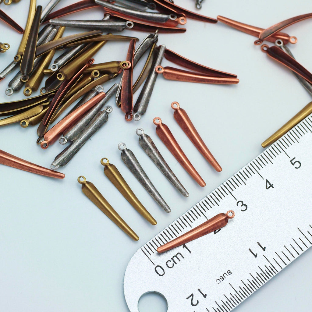 30 Curved Dagger Charms 22mm X 6mm - 100% Guarantee - Antique Silver, Antique Copper, Antique Gold