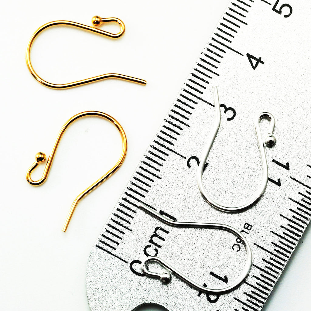 4 pairs Ear Wires in 19 gauge with 2mm Ball - Gold or Silver Plated - 100% Guarantee