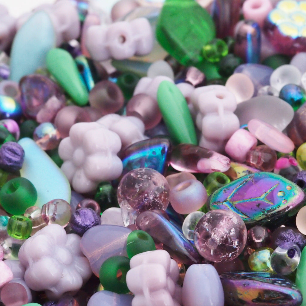 Lavender Garden Bead Mix - A Handpicked Soup of Miyuki Seed Beads and Czech Pressed Glass Beads