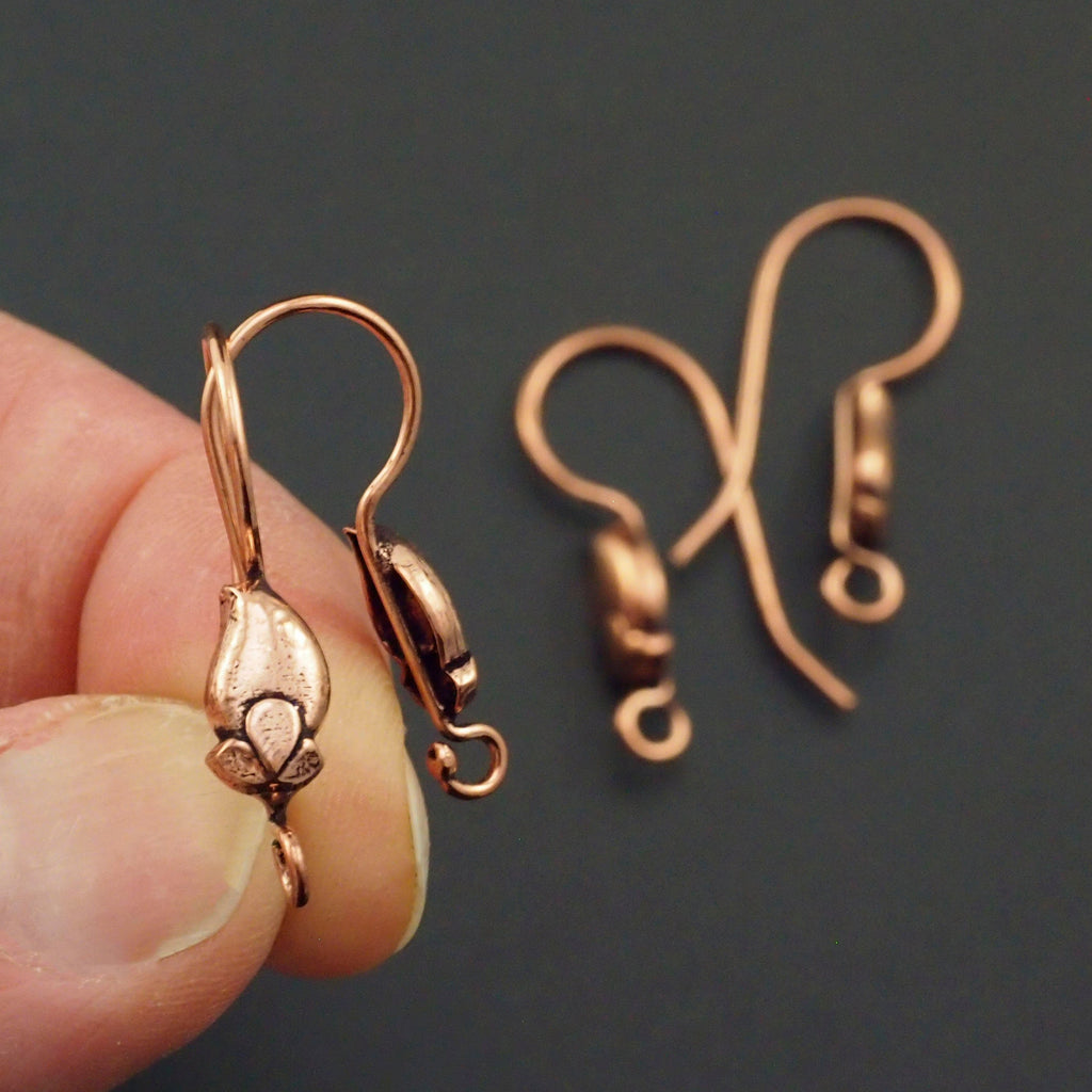 4 pairs - Antique Copper Ear Wires with Leaf - 100% Guarantee
