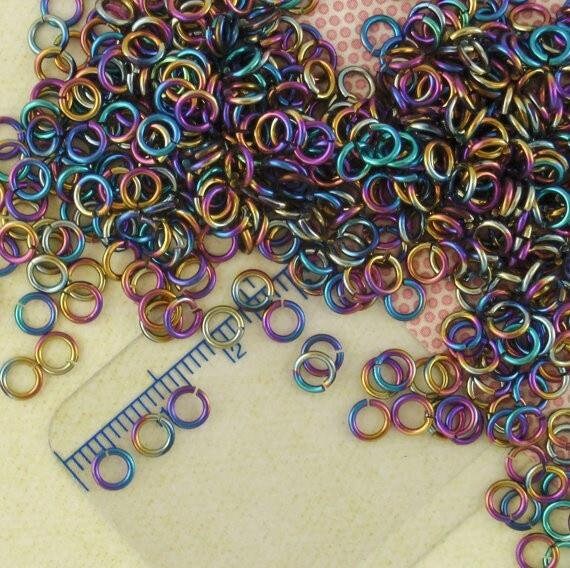 Jump Rings 100 Custom Handmade Anodized Niobium in Your Pick of Color and Diameter 16, 18, 20, 22, 24 gauge