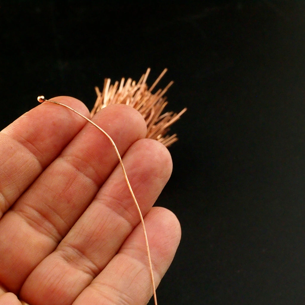 50 Solid Copper Ball Head Pins 22 gauge - Raw or Custom Oxidized - 100% Guarantee