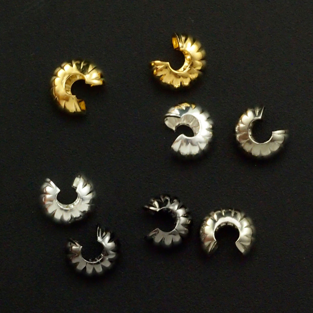 40 Corrugated Crimp Covers - Silver Plate, Gold Plate, Gunmetal, Antique Gold, Stainless Steel - Best Commercially Made