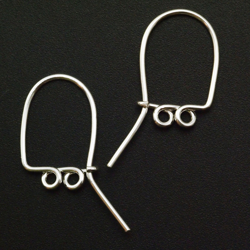 1 Pair Double Loop Sterling Silver Kidney Ear Wires - 19 gauge