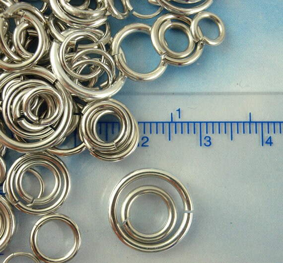100 Silver Aluminum Jump Rings - Handmade For You in 12, 14, 16, 18, 20, 22 gauge - Top Shelf