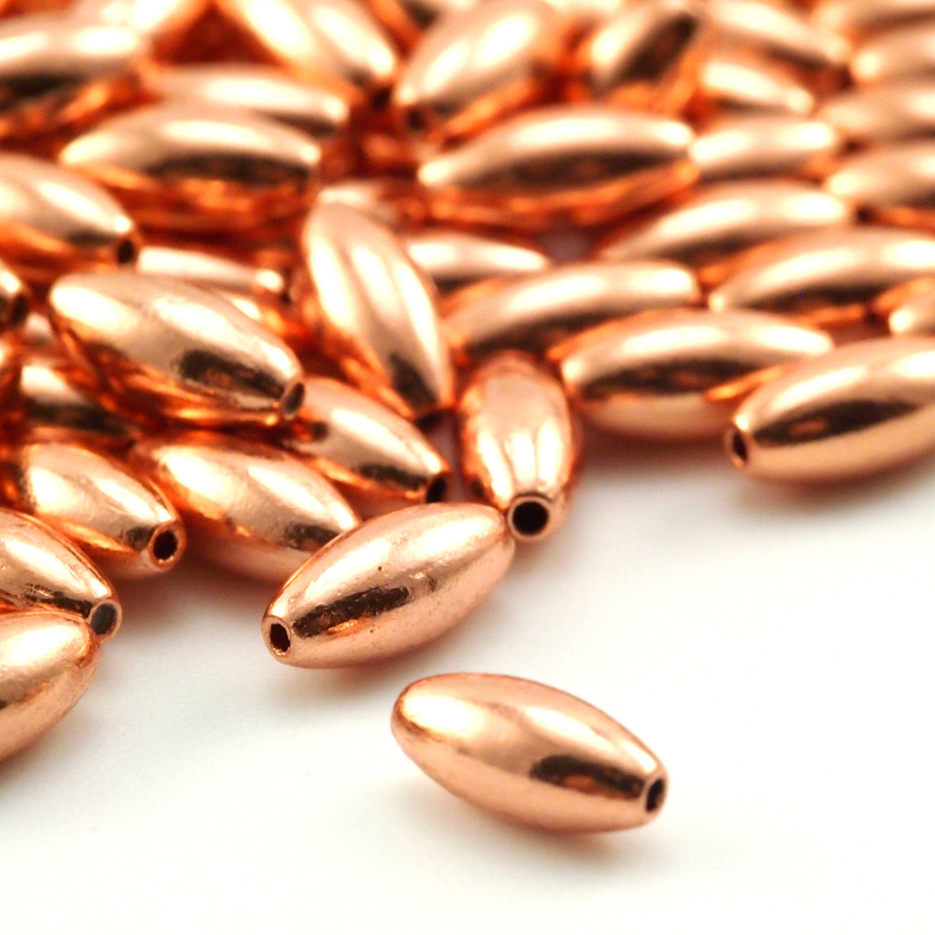 50 Smooth Oval Copper Beads - Clear Coated to Prevent Tarnish - 100% Guarantee in 5mm, 7mm, 9mm