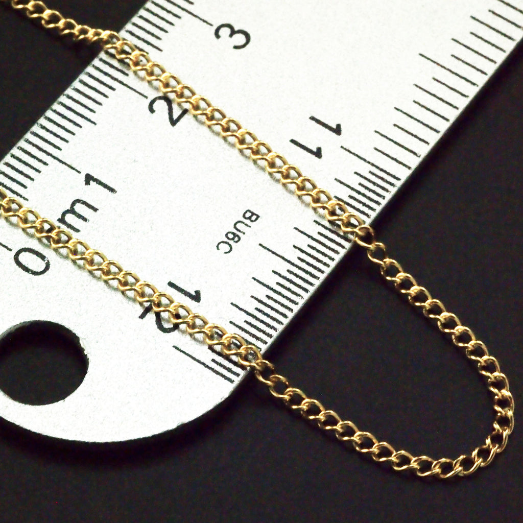 2mm 14kt Gold Filled Flat Curb Chain - Custom Finished Lengths or By The Foot - Made in the USA