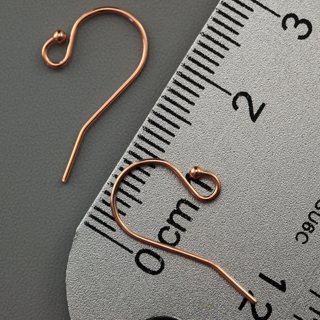 2 Pairs 14kt Yellow or Rose Gold Filled Ball Ear Wires in 21 gauge