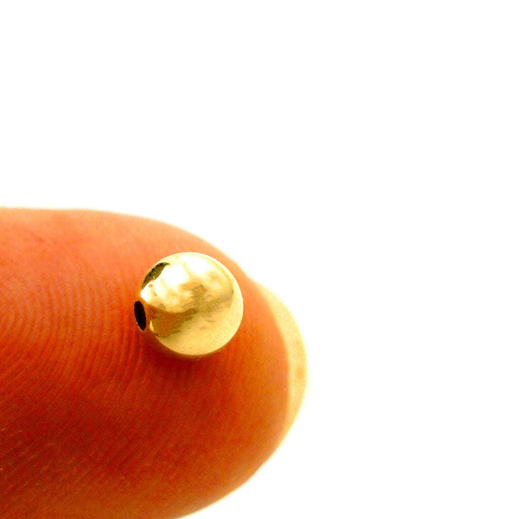 2 - 14kt Solid Gold Smooth Round Beads - 2mm, 2.5mm, 3mm, 4mm, 5mm, 6mm, 8mm - Thin or Thick Wall