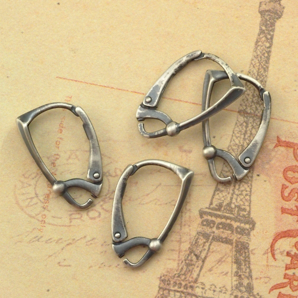 1 Pair Sterling Silver or Antique Sterling Silver Art Deco Leverback Ear Wires - Made in the USA