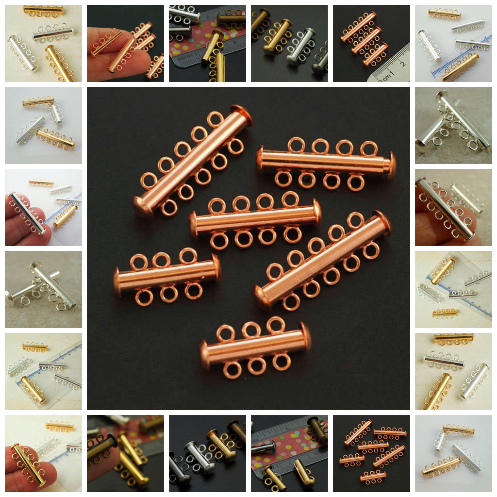 4 Slide Lock Clasps - 2, 3, 4, 5 Strands - You Pick From 7 Finishes - 100% Guarantee