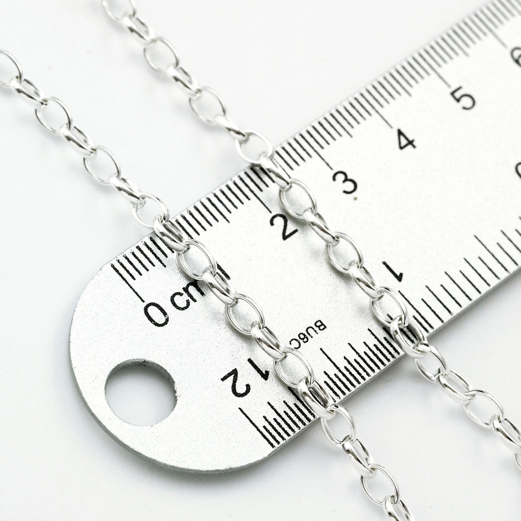 Argentium Sterling Silver Oval Rolo Chain 2.3mm and 3.2mm Custom Finished Lengths or By The Foot - Made in the USA