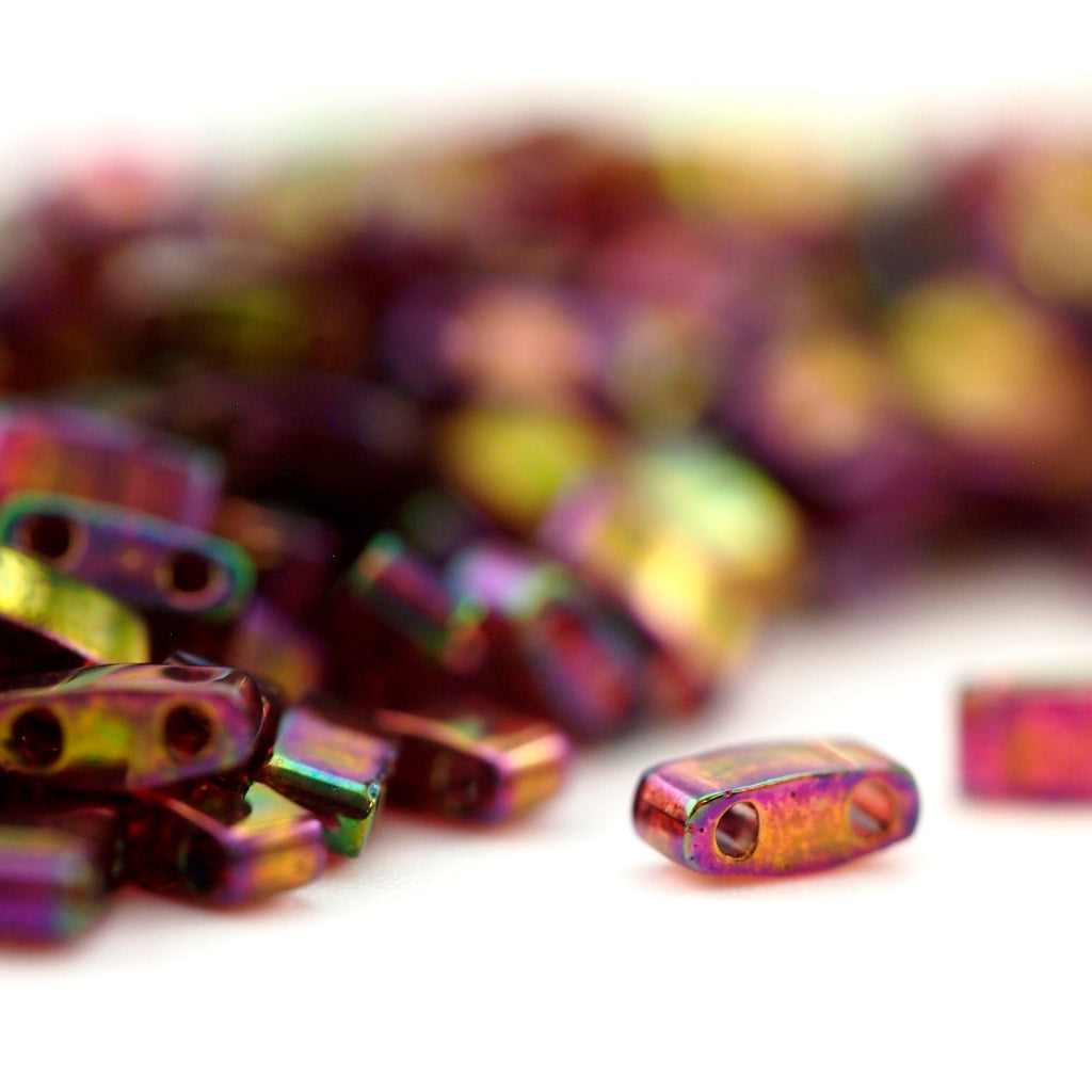 Dark Topaz Rainbow Gold Luster Miyuki Half Tila Beads - 2.3mm X 5mm - 100% Guarantee