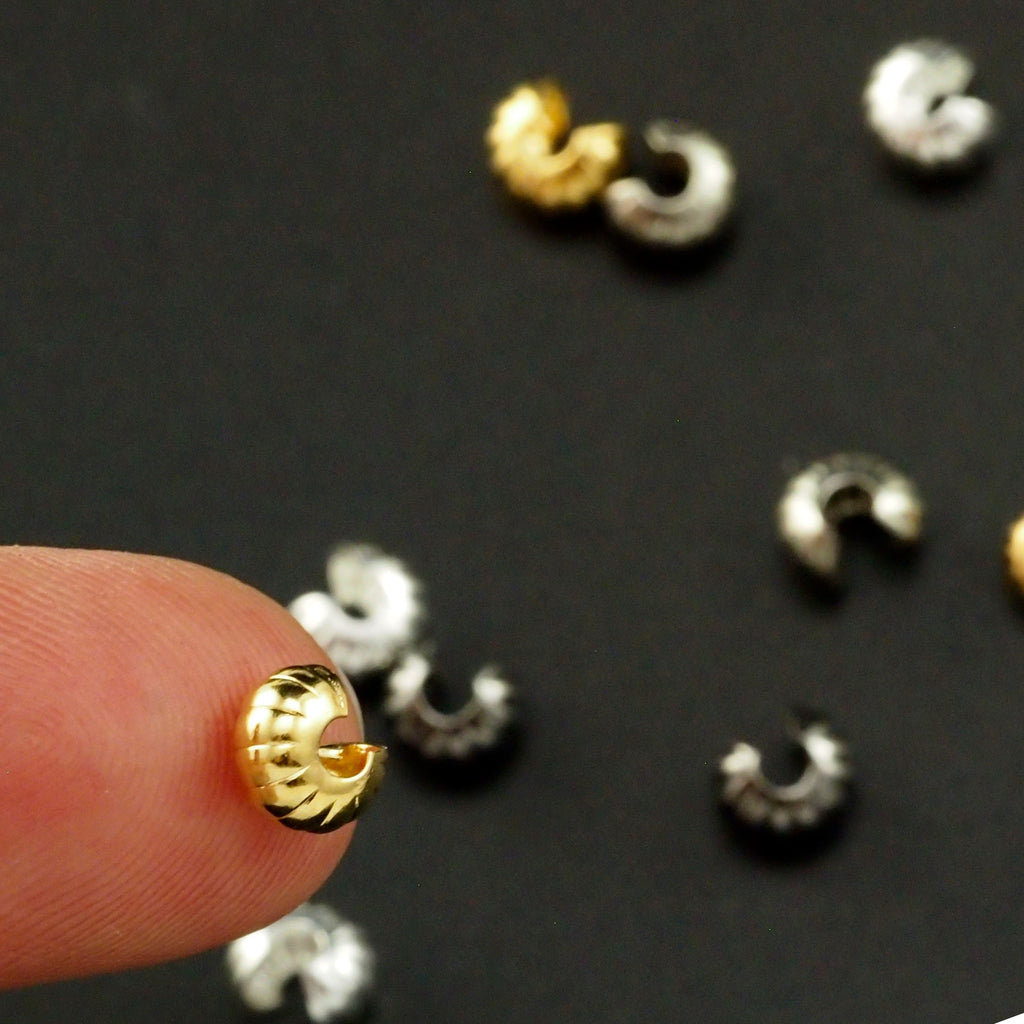 40 Corrugated Crimp Covers - Silver Plate, Gold Plate, Gunmetal, Antique Gold, Stainless Steel - Best Commercially Made