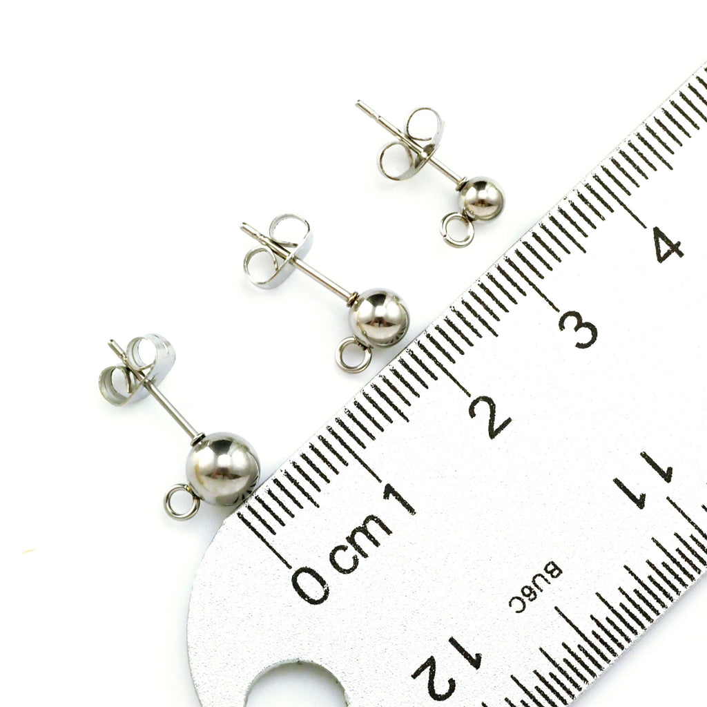 3 Pairs Stainless Steel Ball Posts with Backs - 4mm, 5mm or 6mm - 100% Guarantee