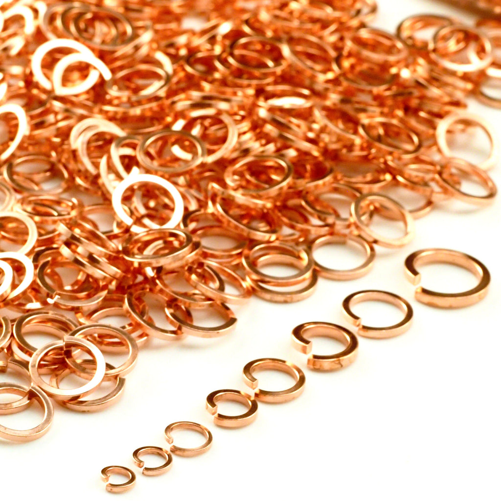 50 - Half Hard Square Copper Jump Rings - 14 gauge 1/4", 3/8", 5/16" and 16 gauge 3/16", 1/4", 5/16"