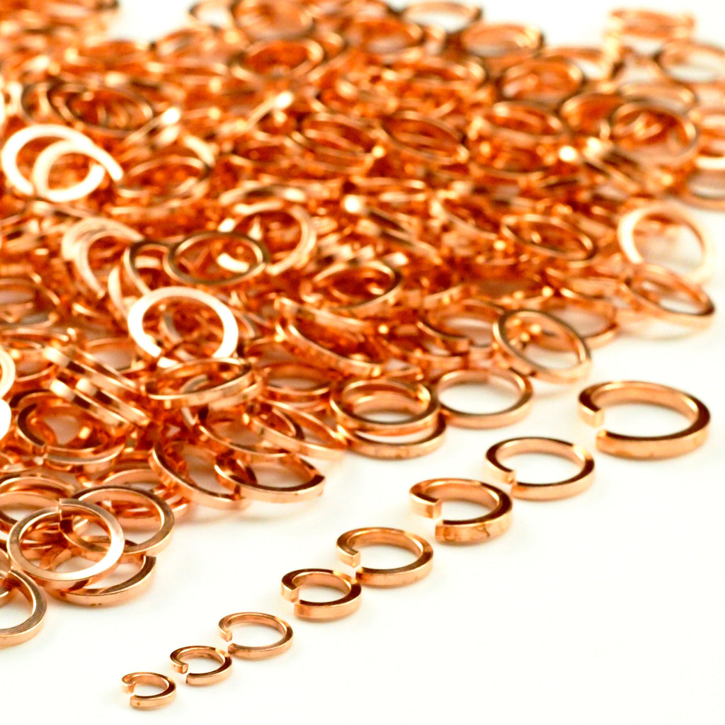 50 - Half Hard Square Copper Jump Rings - 14 gauge 1/4", 3/8", 5/16" and 16 gauge 3/16", 1/4", 5/16"
