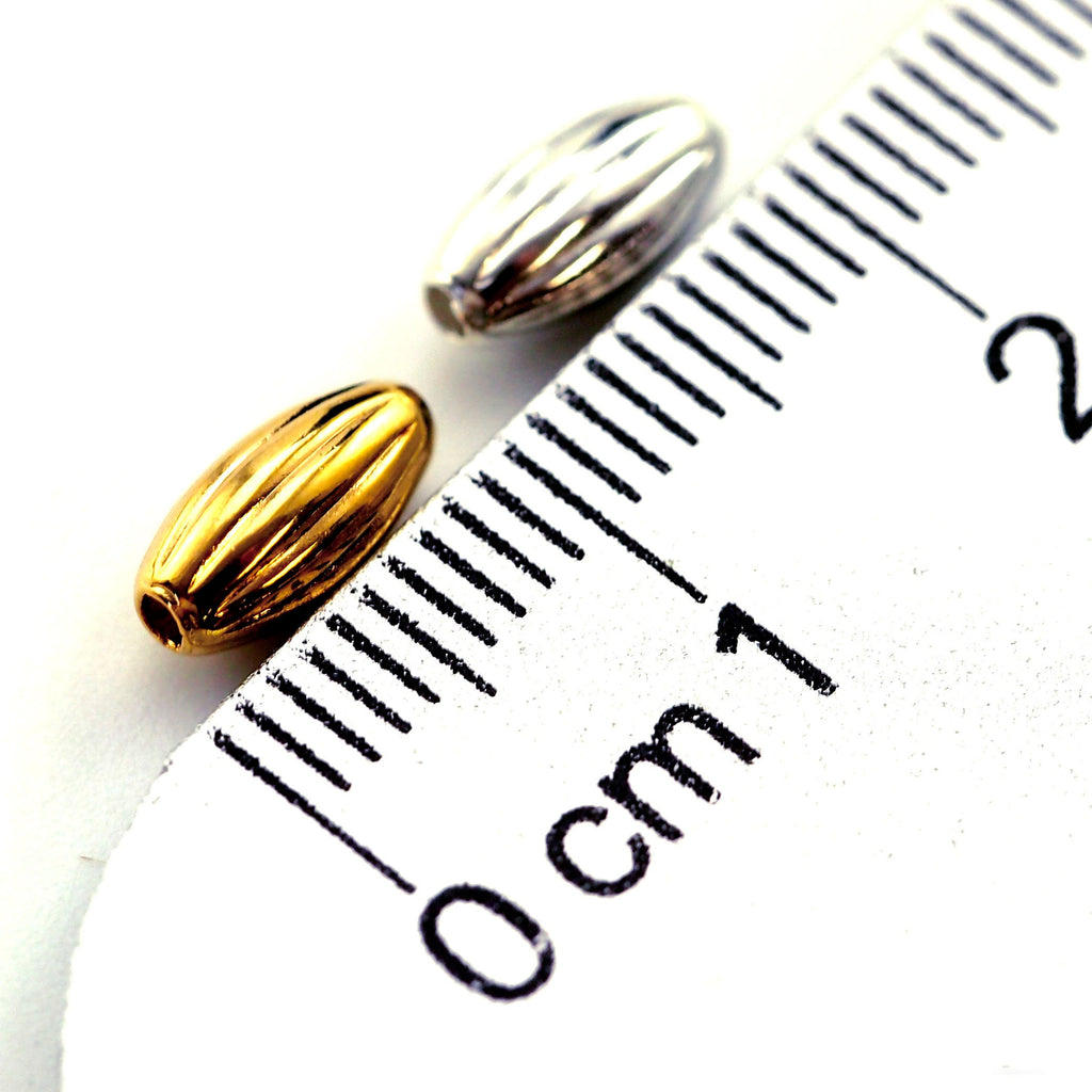 50 Corrugated Oval Silver and Gold Plated Beads in 5mm, 8mm and 12mm