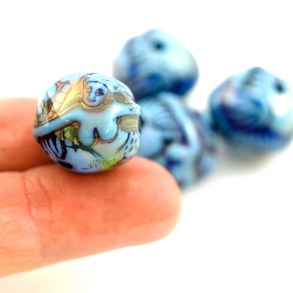 2 Ocean Beauty Mood Beads - 15mm X 18mm - 100% Guarantee - Color Changing Mermaid Creating