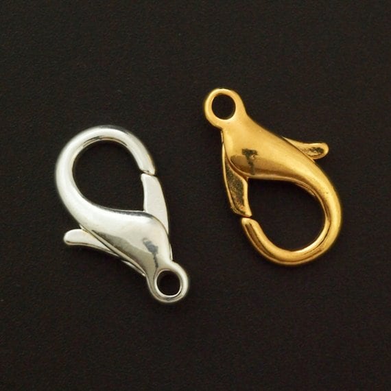 4 Lobster Clasps - Teardrop Style in 4 Sizes in Silver, Gold, Antique Gold, Copper or Gunmetal Plated Brass - 100% Guarantee