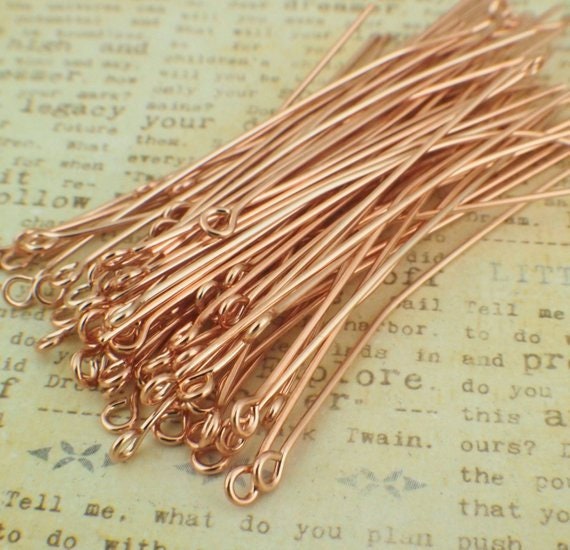 100 Eye Pins - Best Commercial Choice in Gold Plate, Silver Plate, Antique Gold, Antique Silver, Gunmetal in 21 and 24 gauge