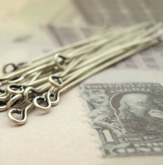 100 Eye Pins - Best Commercial Choice in Gold Plate, Silver Plate, Antique Gold, Antique Silver, Gunmetal in 21 and 24 gauge