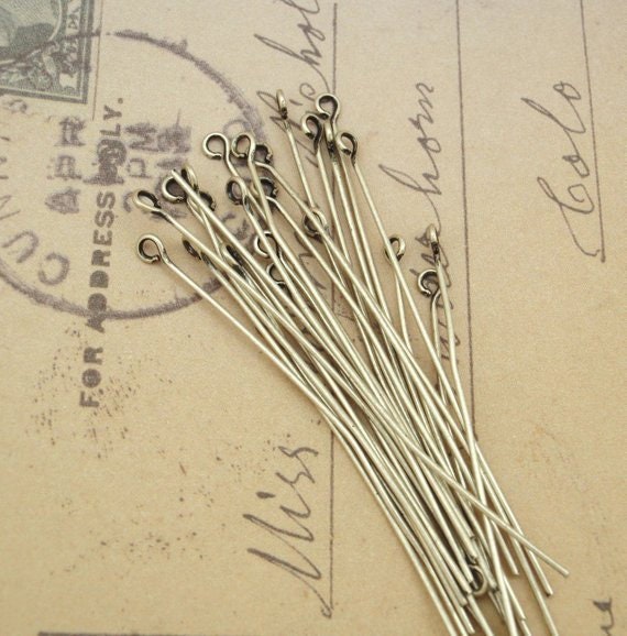 100 Eye Pins - Best Commercial Choice in Gold Plate, Silver Plate, Antique Gold, Antique Silver, Gunmetal in 21 and 24 gauge