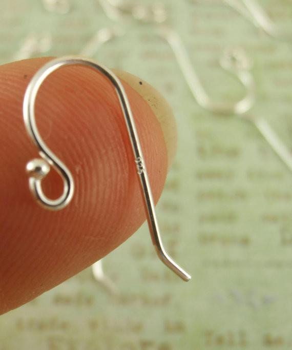 4 Pairs Petite Sterling Silver Ear Wires - Simple Style With 1.5mm Ball - Also Antique Sterling and Black Sterling