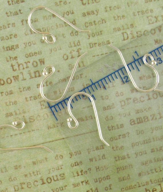 4 Pairs Petite Sterling Silver Ear Wires - Simple Style With 1.5mm Ball - Also Antique Sterling and Black Sterling