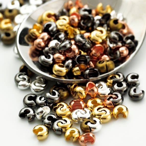 Crimp Covers 50 - 2mm, 3mm, 4mm, 5mm Silver Plated, Gold Plated, Gunmetal, Antique Gold, Copper, Antique Copper, Rose Gold