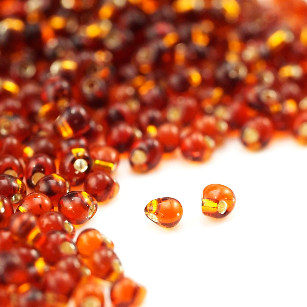 Silver Lined Dark Topaz Drop Glass Beads - 3.4mm Miyuki - 100% Guarantee