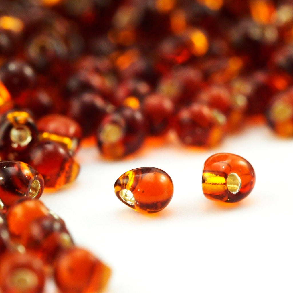 Silver Lined Dark Topaz Drop Glass Beads - 3.4mm Miyuki - 100% Guarantee