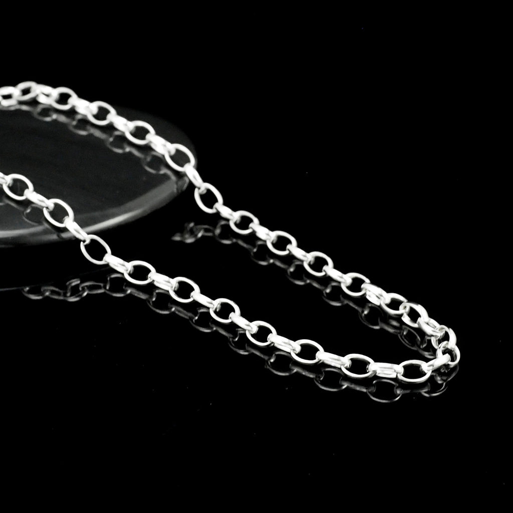 Argentium Sterling Silver Oval Rolo Chain 2.3mm and 3.2mm Custom Finished Lengths or By The Foot - Made in the USA
