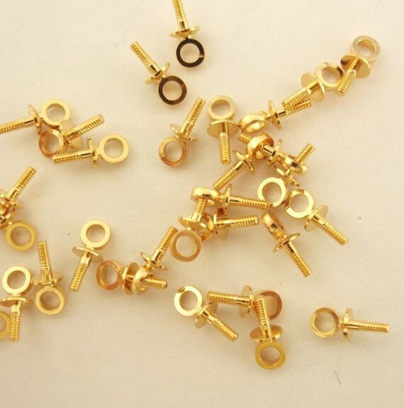 25 Screw Eyes - Silver Plate, Gold Plate or Antique Brass - 7mm X 3mm